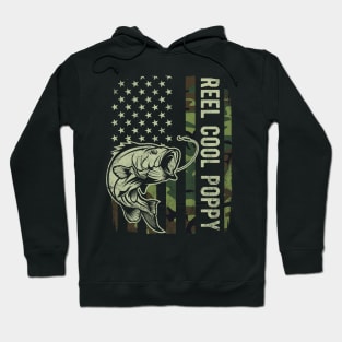 Reel Cool Poppy Camouflage American Flag Fathers Day Gift Hoodie